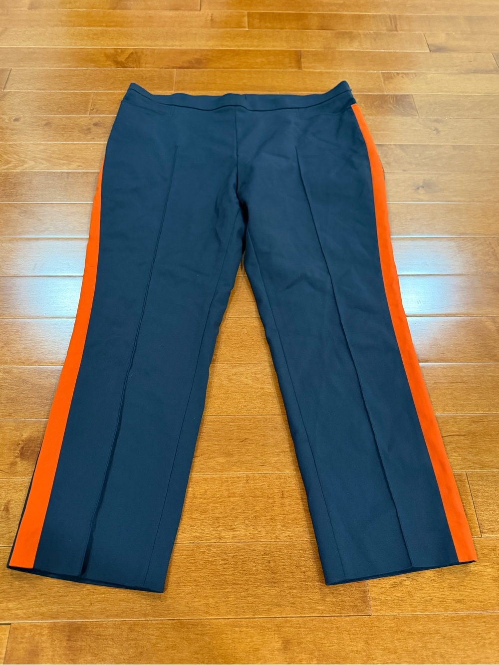 Akris Punto Navy w Orange Side Stripes Cotton Blend Cropped Pants Sz. 14
